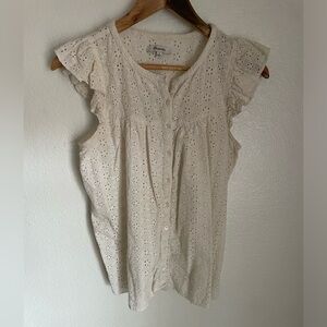 Madewell eyelet ivory button down top